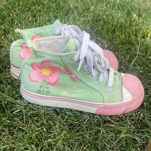 Morgan & Milo Floral Green and Pink Sneakers
